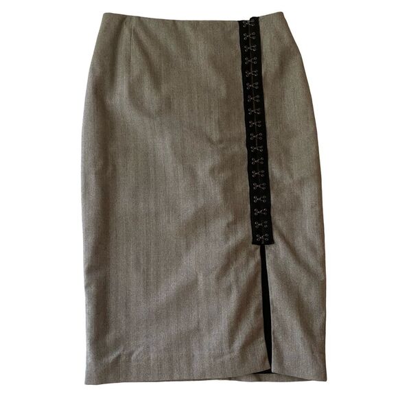 Karl Lagerfeld Hook & Eye Tape Skirt Grey - Picture 1 of 7